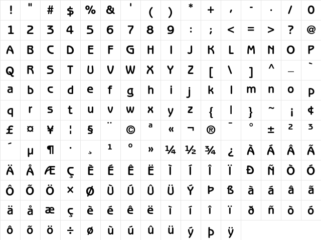 ITC Benguiat Gothic Bold  glyph index