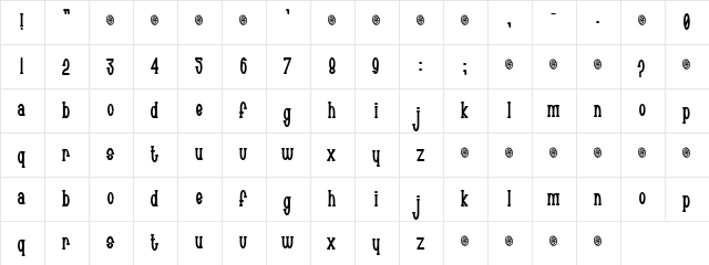Chachie Regular  glyph index