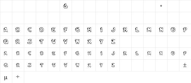 Elwood Regular  glyph index