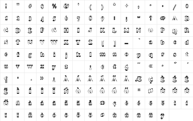 CooperBlaOutDConIn1 Regular  glyph index