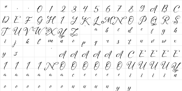Madelyn Demo Regular  glyph index