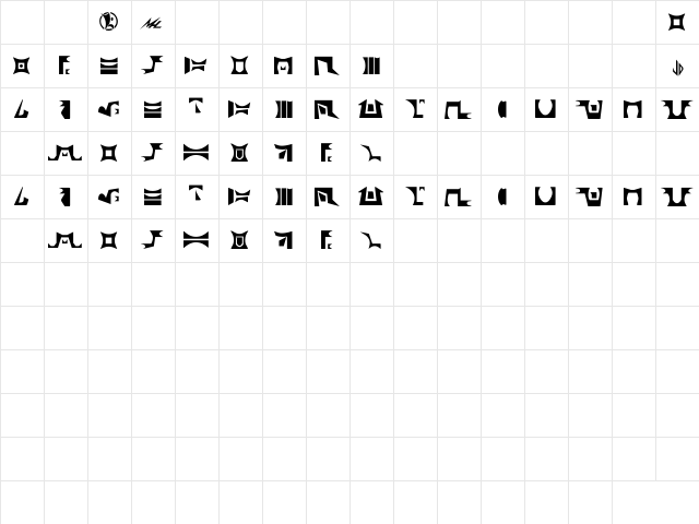 Drazi Bold  glyph index