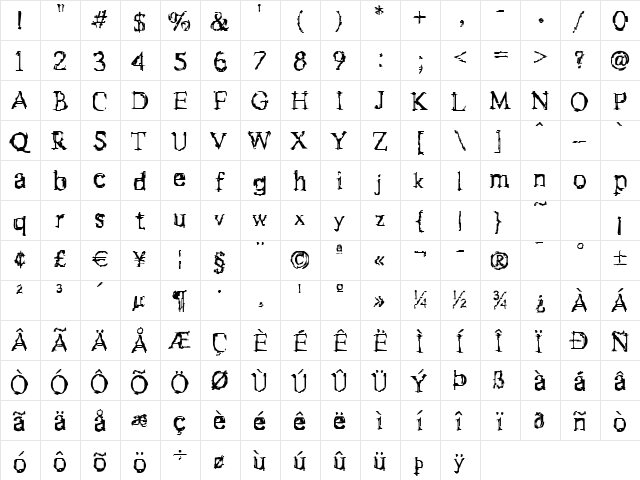FStein Regular  glyph index