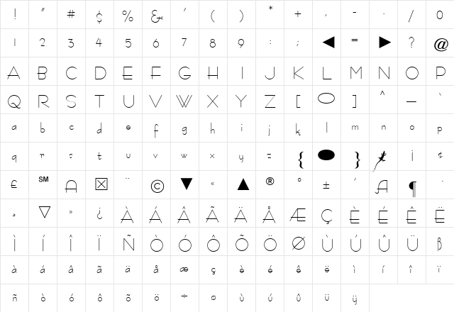 Cg Medium  glyph index
