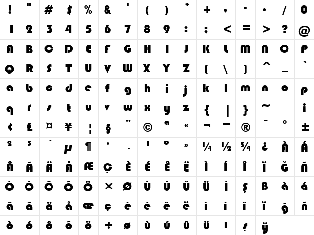 00433 Regular  glyph index