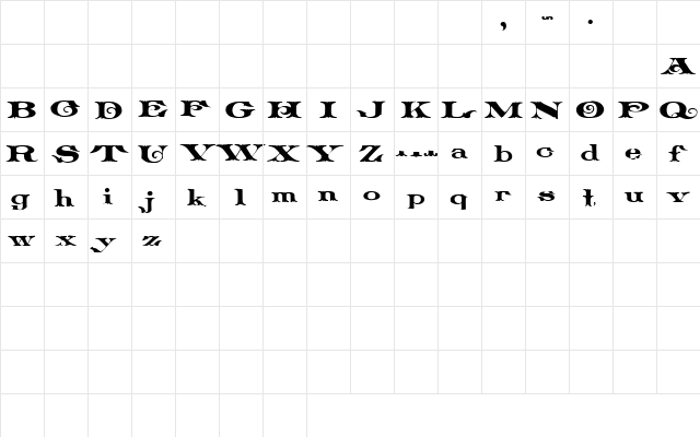 Plowright Regular  glyph index