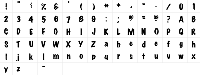 M Regular  glyph index