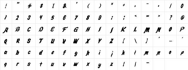 Mendward Regular  glyph index