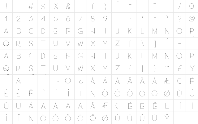 Ch Games Thin  glyph index