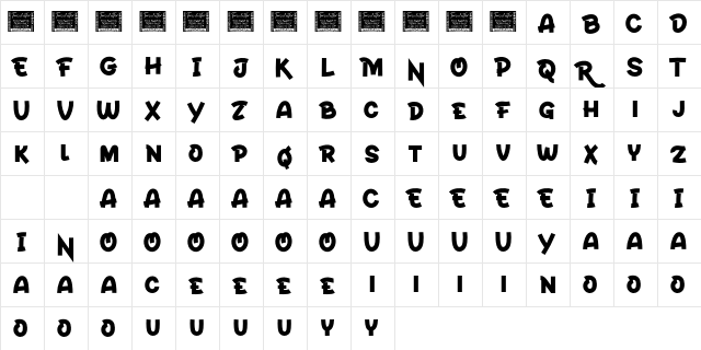 ROLAM Personal Use  glyph index