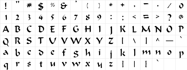 Beanie Plain  glyph index