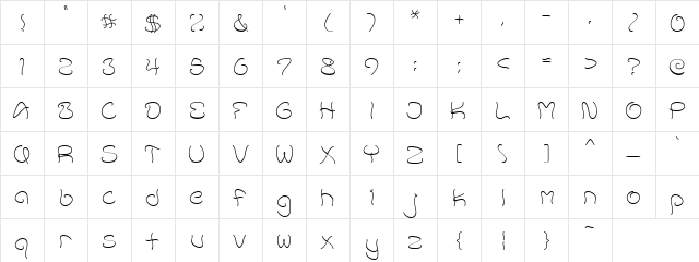 Accent Wet Noodle Regular  glyph index