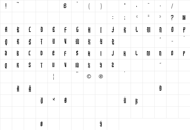 IntoTheBlue Regular  glyph index