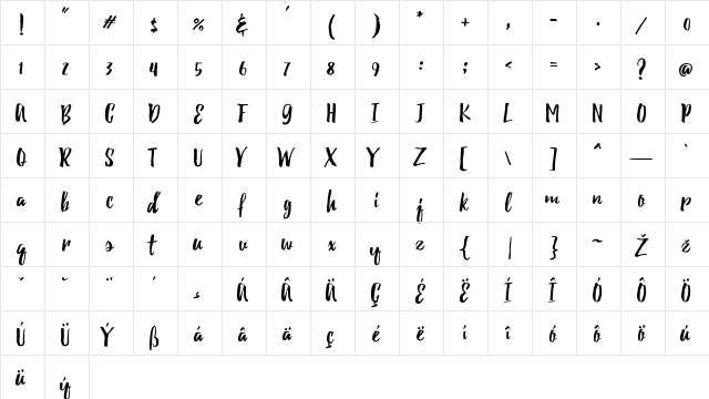 Beacon Script  glyph index