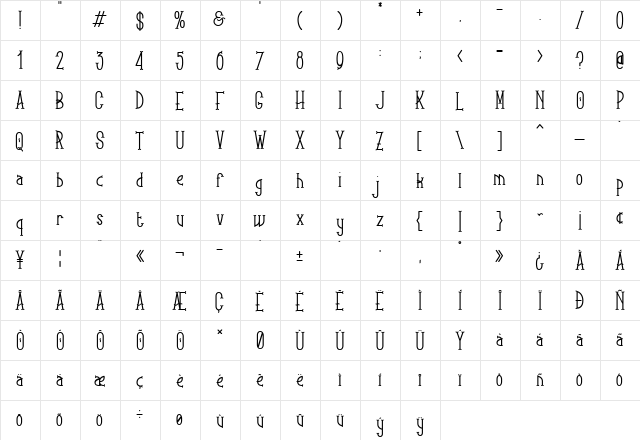 Brooks Regular  glyph index