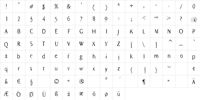 GaraSans Regular  glyph index
