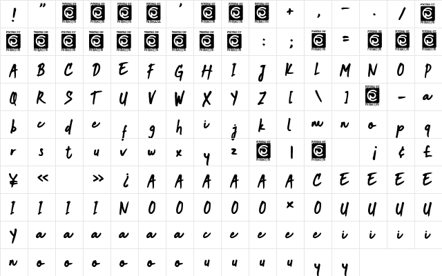 Joy Friends Regular  glyph index