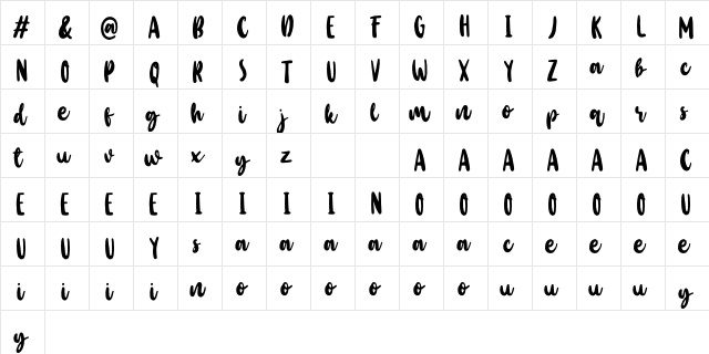 Baby Wildy Personal Regular  glyph index