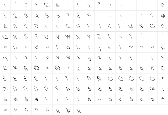FZ BASIC 20 LEFTY Normal  glyph index