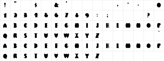Vega Regular  glyph index