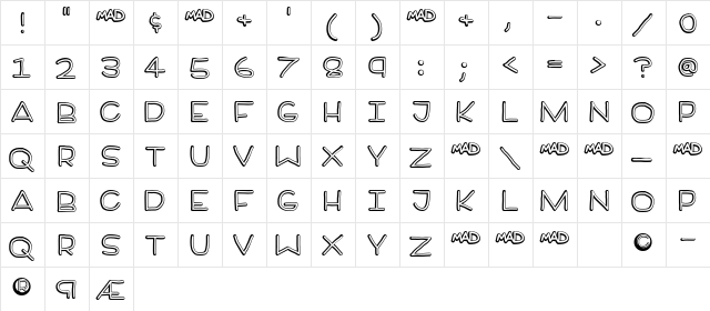 BrotherMan Regular  glyph index