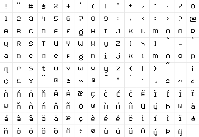 Bylinear Regular  glyph index