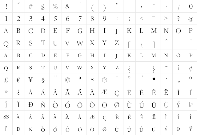Freight Disp Light SC  glyph index