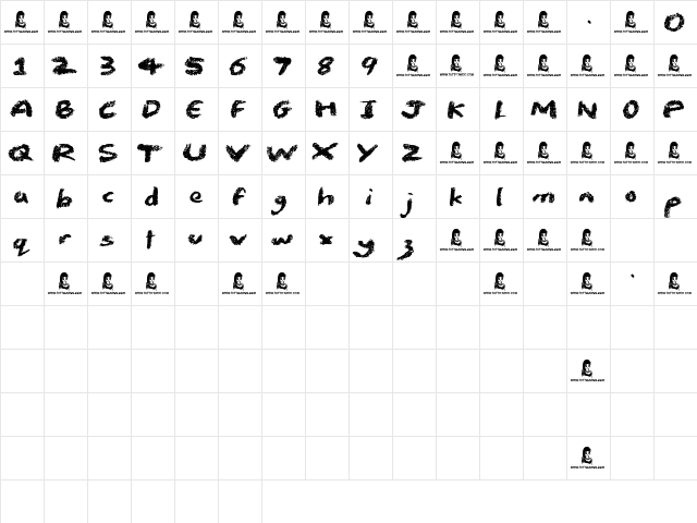 Chalk Stick Regular  glyph index