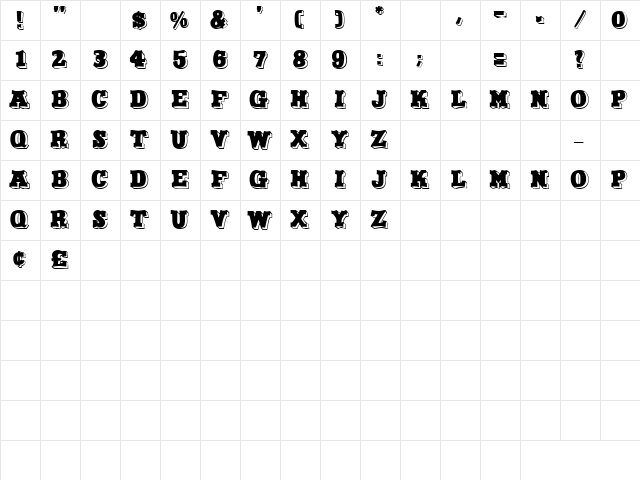GE Barter Display Caps Regular  glyph index