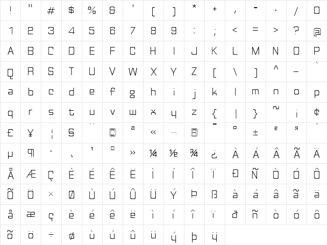 Discognate Light Regular  glyph index