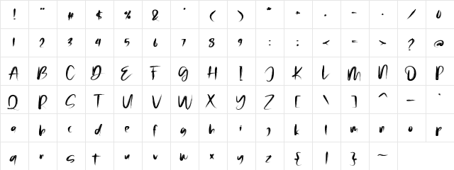 Malinga FREE Regular  glyph index