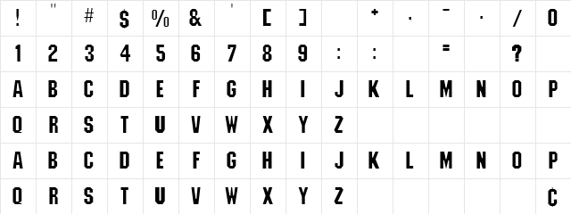 Emlenton Regular  glyph index