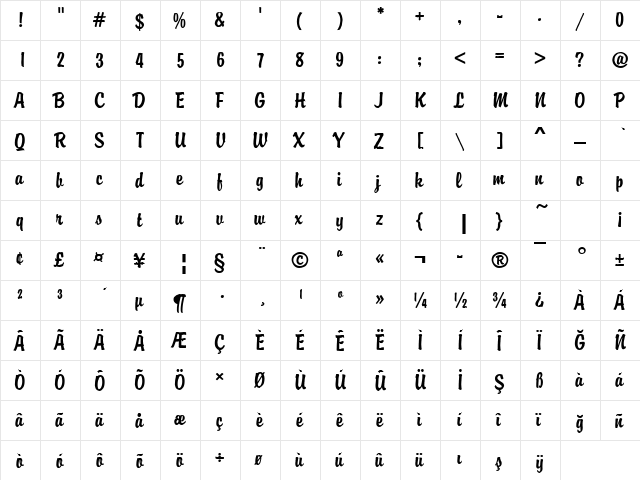 00947 Regular  glyph index