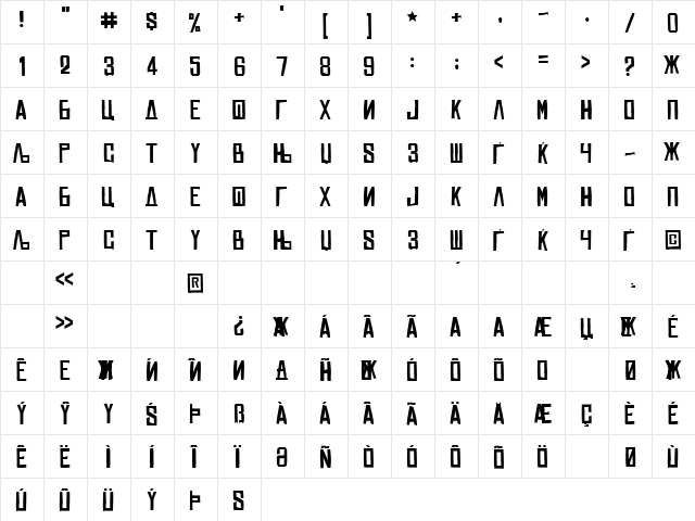 X_Stip Normal  glyph index