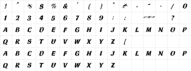 Bristle Tip Regular  glyph index