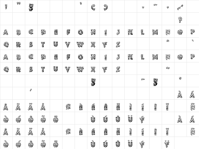 The Matadero Regular  glyph index