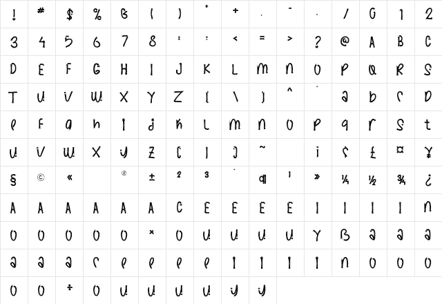 GRAPHIC PLANT Regular  glyph index