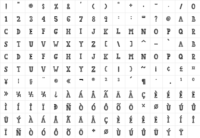 College Star Line Regular  glyph index
