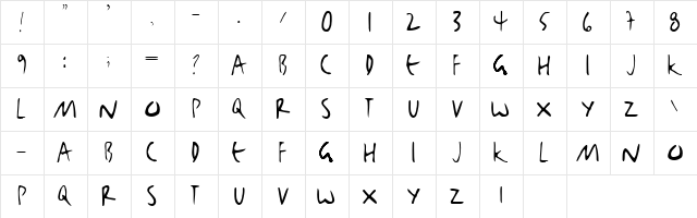 BjBj-TOO Normal  glyph index