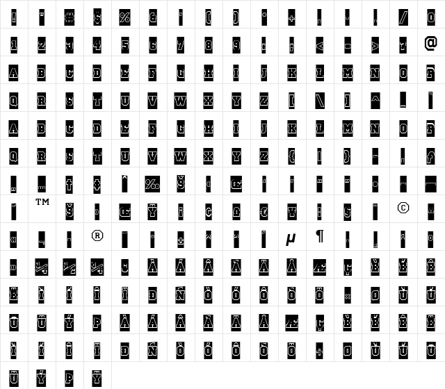 a_CampusCmGr Bold  glyph index