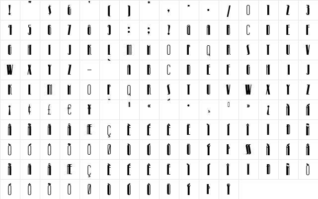 PinballWhizNF Regular  glyph index