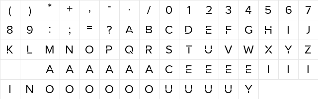 Robota-NonCommercial Regular  glyph index