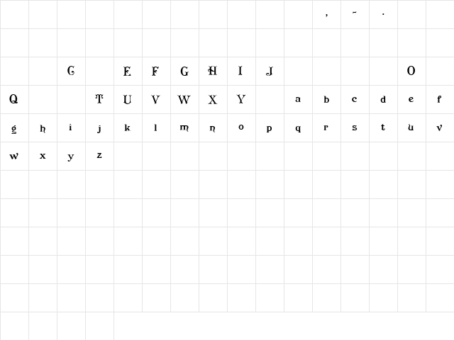 redraw3 Regular  glyph index