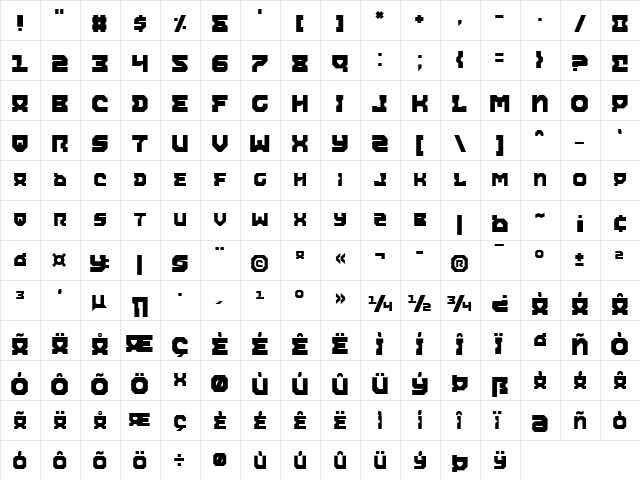 Airacobra Alt Alt  glyph index