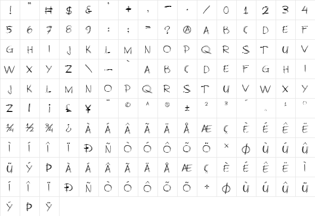 Business As Usual Regular  glyph index