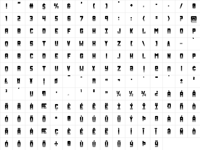 Urban Defender TwoTone Regular  glyph index