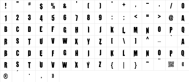 Unrealised Regular  glyph index