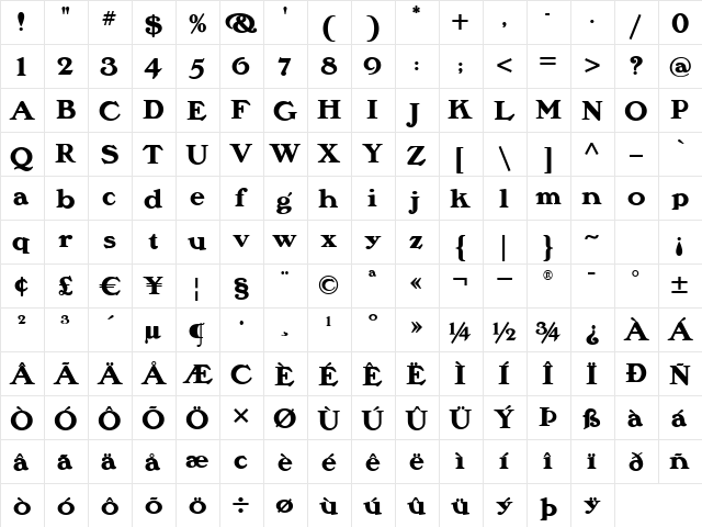 Saturday Morning Toast Nf Regular  glyph index