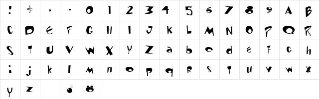 Ren & Stimpy Regular  glyph index