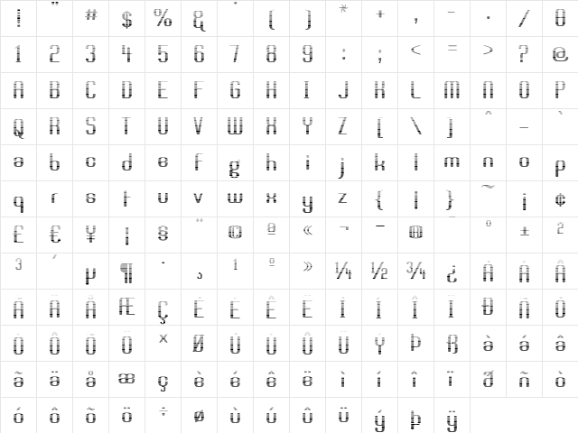 Brassiere Line Regular  glyph index